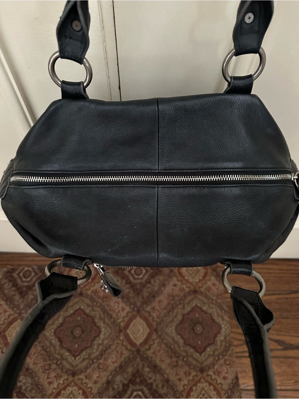 b. makowsky Black Leather Double-Handle Shoulder Bag - Picture 3 of 11